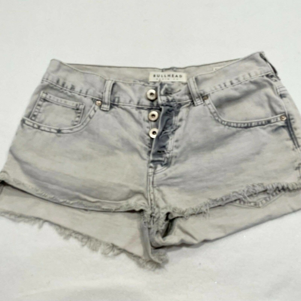 Bullhead Denim Co Size‎ 5 Junior's Slouchy Cutoff Jean Shorts Button Fly Gray